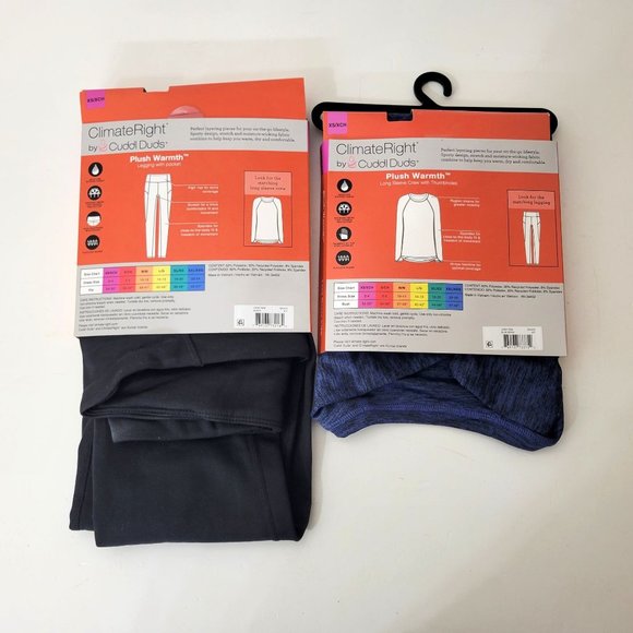 Climate Right by Cuddl Duds Long Sleeve Crew and Plush Warmth Leggings, New - Picture 2 of 7